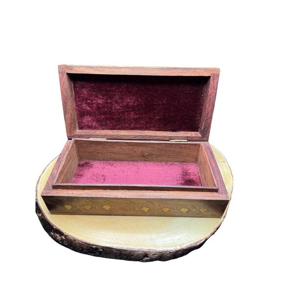 Vintage 1950’s India Keepsake Decorative Rosewood Jewelry Trinket Box - Picture 4 of 6